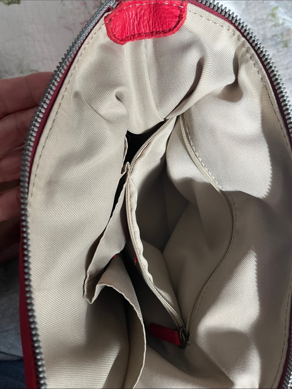 American Leather Co. Red Leather Shoulder Bag with Front Zip Pocket - Picture 14 of 16
